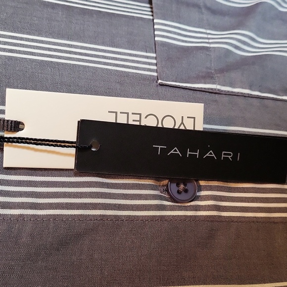 Tahari Gray Striped Button Down Sleepwear - Picture 2 of 5